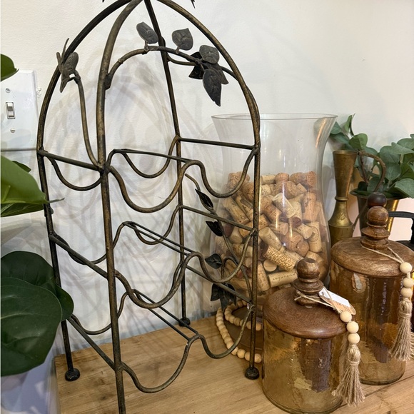 Rustic Metal Wine Rack with Leaf Design - Picture 2 of 2